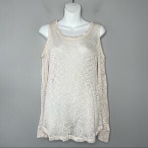 SPLENDID Knit Top Womens Size Large Cold Shoulder Soft Coastal Chic Beach Casual